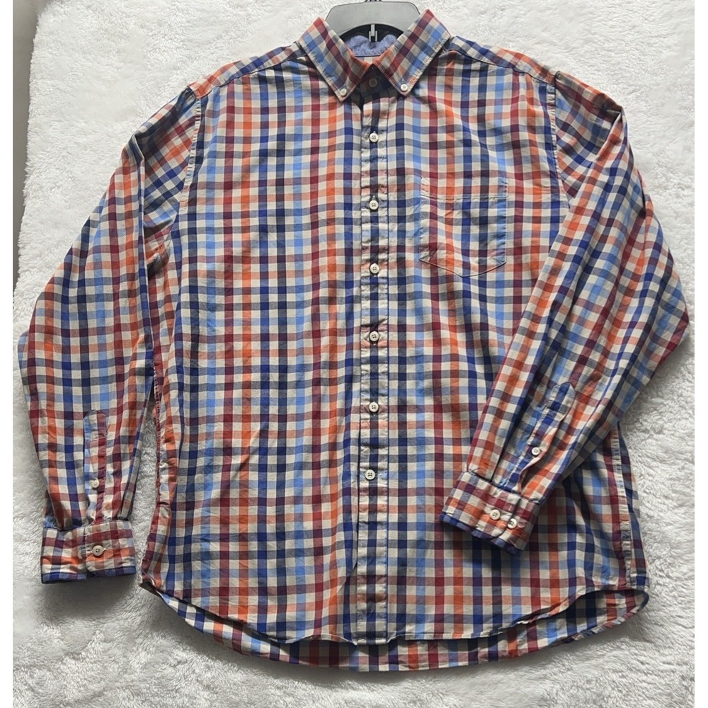 Crown and Ivy Mens L Stretch Fit Light Blue Floral Long Sleeve Button Down